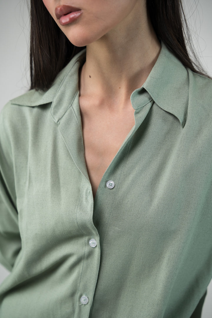 Chemise oversize en lin vert