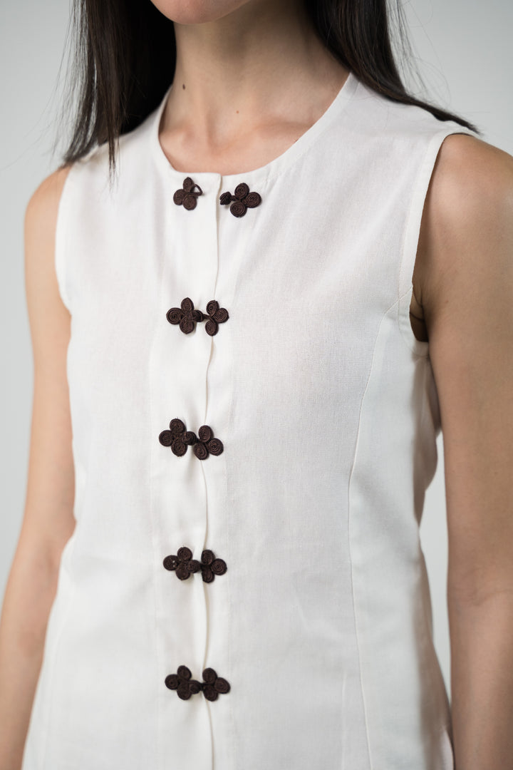 Veste lin sans manches blanche