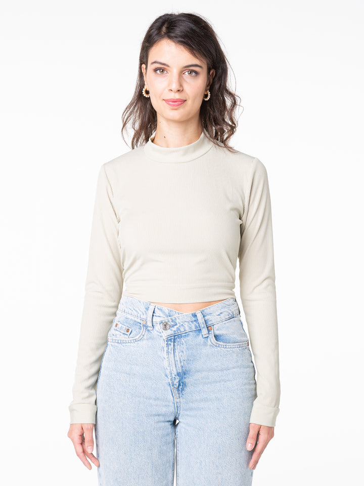 Crop top dos nu vert amande