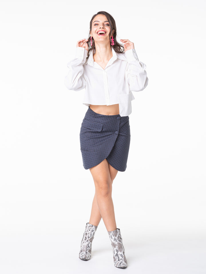 Jupe style veste de costume bleu nuit 1